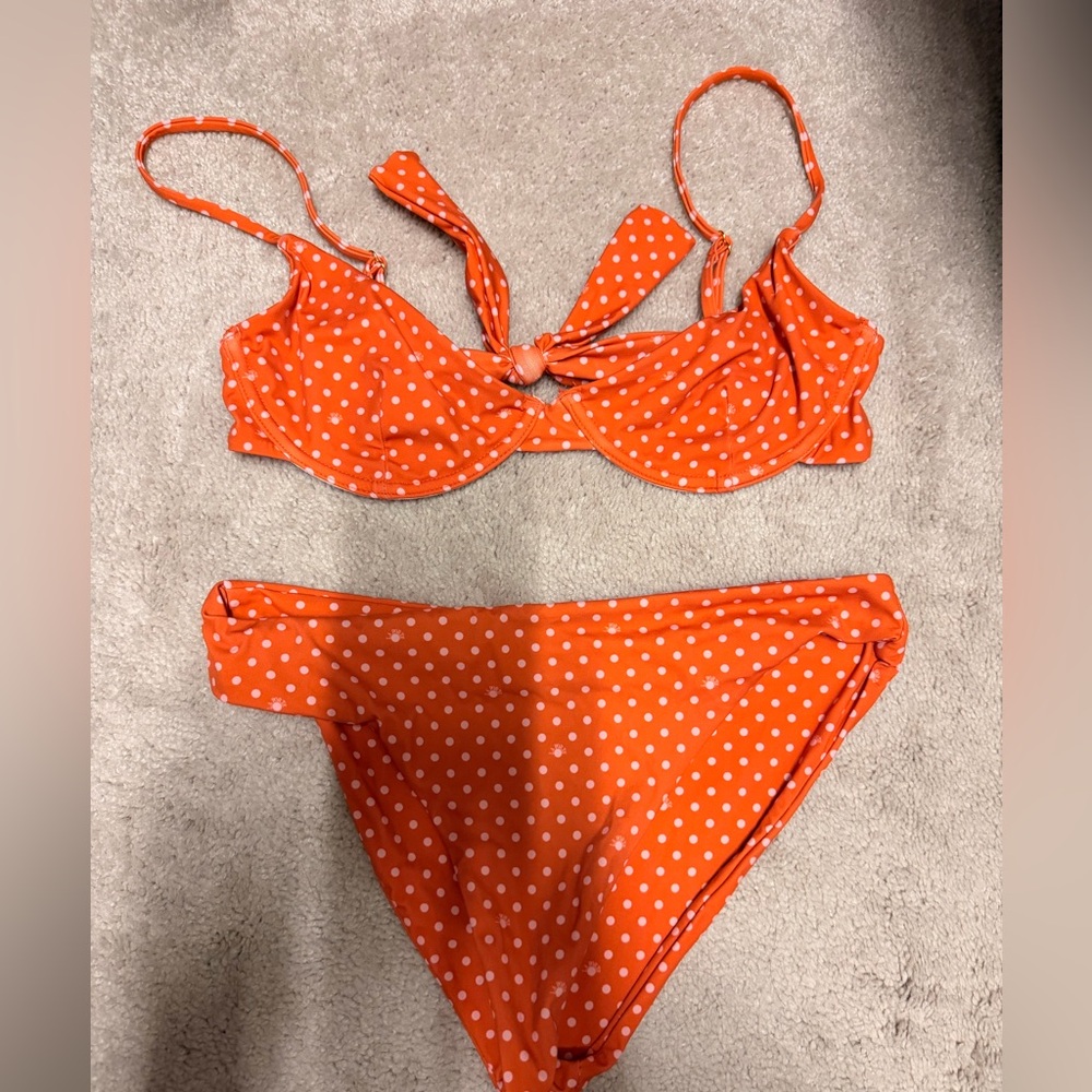 Polka Dot Orange Bikini Set